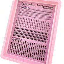 16 Rows Natural Lower Lashes (6-7mm) + Spiky Lashes (15-21mm) Individual Eyelash Extensions Pre-Made Lash Clusters Lightweight Lash Extensions Makeup Accessories - Black - View 12