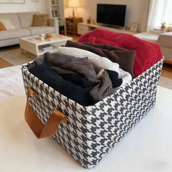 1 Piece Foldable Fabric Storage Box, Multifunctional Drawer Style Clothes Storage Box, Wardrobe Clothes Sorting Box, Foldable Storage Saves Space, Built-In Steel Frame Support Is More , With Handles On Both Sides