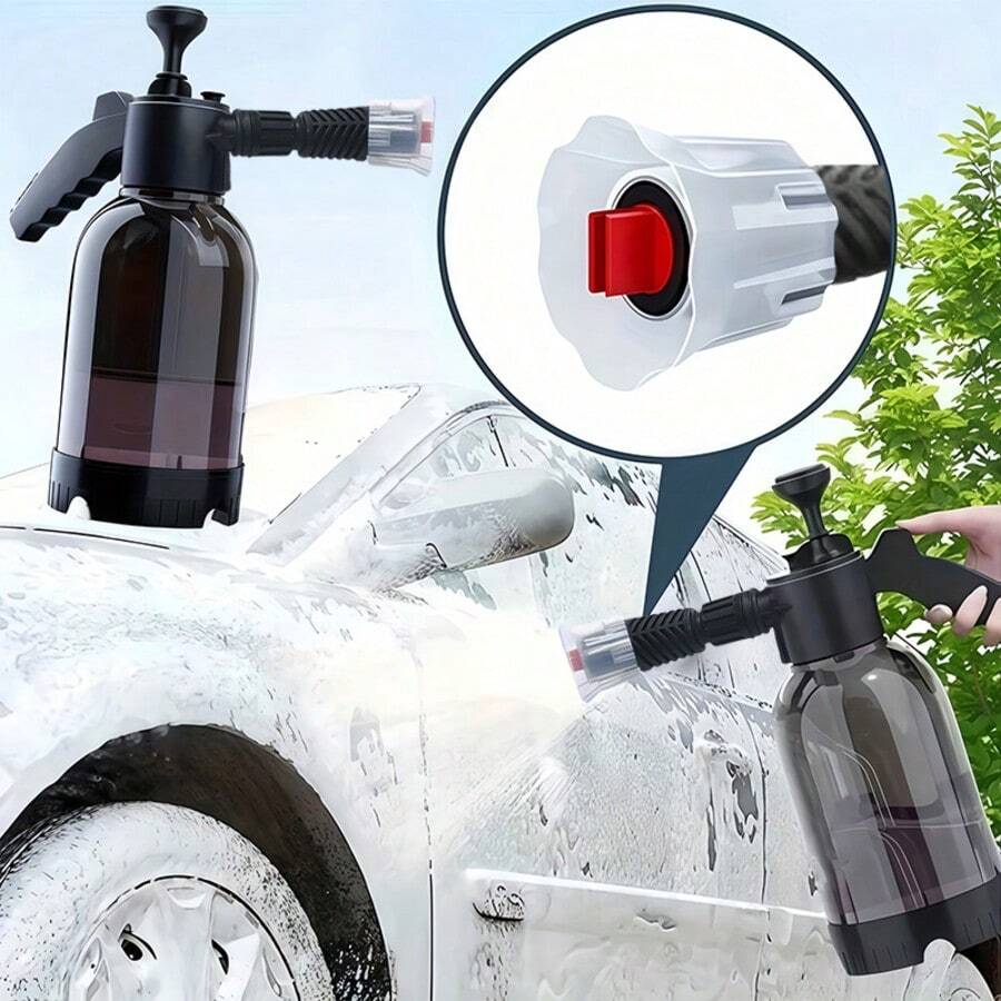 1pc 2L Capacity Black Foam Sprayer Bottle, Adjustable Nozzle, Multi-Purpose Foaming Sprayer For Car Washing, Gardening, Household Cleaning