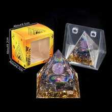 1pc Natural Crystal Ball Pyramid Ornament, Resin Wrapped Crystal Chips Home Decoration, Boxed Lucky Fengshui Desktop Small Ornament - Multicolor - View 22
