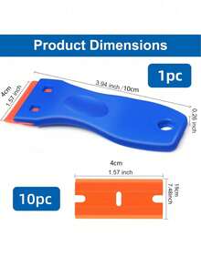 1个刮刀，配5/10片塑料刀片，清洁刮刀，用于去除地板、炉灶等污垢，适用于家庭清洁 - 彩色 - 查看 3