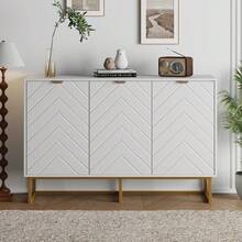 Clóset Buffet Moderno de 47 Pulgadas con Almacenamiento, clóset de Almacenamiento de Madera con Puertas y Estante, Mesa de Consola Credenza para Comedor, Sala de Estar, Entrada, Color Blanco - Blanco - Ver 1