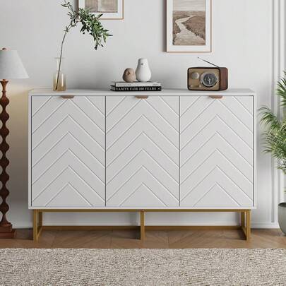 Clóset Buffet Moderno de 47 Pulgadas con Almacenamiento, clóset de Almacenamiento de Madera con Puertas y Estante, Mesa de Consola Credenza para Comedor, Sala de Estar, Entrada, Color Blanco