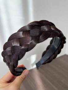 Wide Twist Wig Headbands For Women Girls Wide Fishbone Braids Hairbands Handmade Head Hoop Hair Styling Headwear Accessories Gift(Hair Color: Natural Black, Light Brown, Dark Brown, Brownish-Black) - Multicolor - View 13