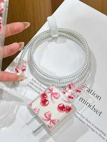 Protector de cable de datos con diseño de cereza compatible con iPhone, adecuado para cargador de 18-20W, resistente a arañazos y roturas - transparente - Ver 8