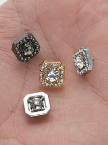 10pcs/Set Square Faux Gem Studded Shiny Rhinestone Metal Small Buttons, Decoration For Wedding Dress, Gown, Cardigan, Sweater, DIY Sewing Accessories, Gift Box - Multicolor - View 7