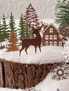 1包白色牛皮纸镂空材料包，冬季觅食系列，简约冬季雪景剪贴簿贴纸 - 彩色 - 查看 11