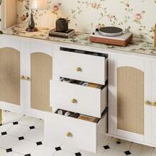 alacenas para Cocina with Drawers 160CM Modern buffetera Mueble with Adjustable Shees Large bufetero para Comedor Suitable for Kitchen Dining Room Living Room Blanco - Blanco - Ver 5