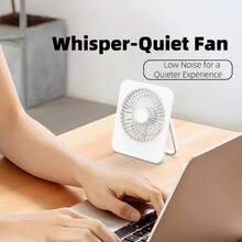 GICOOK Portable USB Powered Desktop Fan, Super Quiet 5 Speeds Adjustable 180° Foldable Design, Cord Control Switch, Suitable For Home, Office, Travel, Multi-Functional Cooling Device, Lightweight Cooling Fan