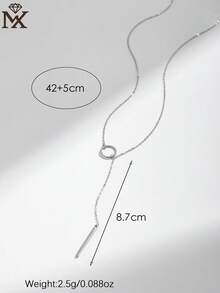 SYMFNY 1pc 925 Sterling Silver Minimalist Double-Layer Y-Shaped Pendant Necklace, Suitable For Women's Date And Daily Wear