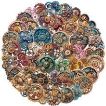 Transparent Vintage Gear Wheel Stickers For Scrapbooking PET Gear Stickers Vintage Craft Colorful For Journaling Scrapbooking Clear Flower Decals (Gold) - Gold - View 1