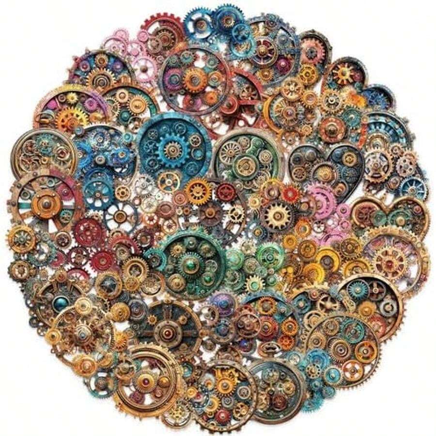 Transparent Vintage Gear Wheel Stickers For Scrapbooking PET Gear Stickers Vintage Craft Colorful For Journaling Scrapbooking Clear Flower Decals (Gold) - Gold - View 1