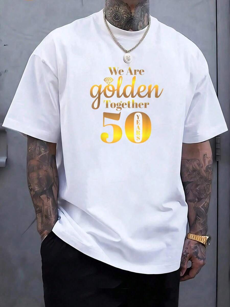 100% Cotton We Are Together - Camiseta de boda de 50 años - 50 aniversario, Negro, S .Men's interesting fashion short-sleeved shirts - Blanco - Ver 1