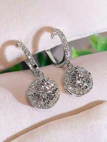 1 Pair Fashion Cubic Zirconia Drop Earrings For Women For Wedding Engagement Anniversary Party Jewelry Valentine's Day Gift Valentines,Mom,Mother,Mother's Day,Gift - 金色 - 查看 3