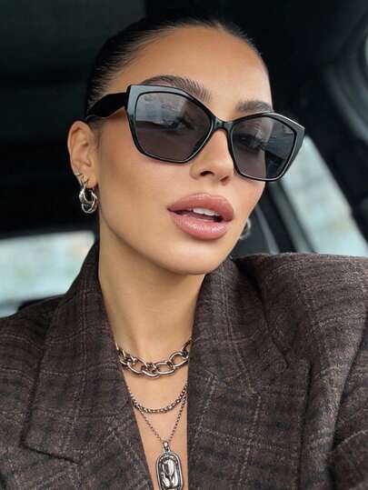 1pc Asymmetrical Large Frame Fashionable , Retro Elegant Versatile Casual Glasses For Women, Suitable For Daily Wear, Street Style, Vacation, Travel, Summer Beach, Outdoor, Travel Beach Accessories