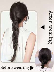 16英寸慵懒夹式扭辫马尾假发片，优雅发夹，女士发饰，时尚发爪夹 - 彩色 - 查看 4