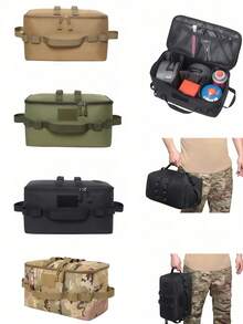 1pc Tactical Camping Storage Bag, Camping Cookware Storage Box, Tactical Practical Handbag, Large Camping Cookware Storage Box, Grill And Picnic Rack With Tissue Holder And Grill Storage Rack, Suitable For Utensils, Plates, Seasonings, Foldable And Portable Grill Rack, Outdoor, Camping, Travel, Car, RV Essential, 11L Tactical Practical Handbag, Camping Cookware Organizer, Luggage Organizer With Shoulder Strap, Camping Equipment, Camping Essentials - Multicolor - View 3