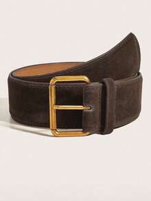 1 条咖啡色毛绒复古休闲 PU 皮带，适合秋冬装 - 咖啡 - 查看 17