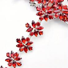 1 Yard Colorful Horse Eye Glass Rhinestone Chain Shiny Sparkling Fashion Trimming Rhinestone Lace Rhinestone Tassel Premium DIY Embellishment Accessories Perfect For Bridal Dress Evening Gown Wedding Outfit Party Costume Garment Decoration - Lake Blue - View 7