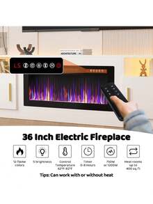 80 Inch Fireplace TV Stand Entertainment Center With 36" Fireplace, 70" Wooden TV Stand For TVs Up To 90", Media TV Console With High Gloss Storage Cabinet And 16 Colors LED Lights - 查看 4
