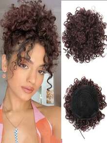 Women's Messy Bun Scrunchie Ponytail Hair Piece, Elastic Drawstring Loose Bun Wig, Suitable For Thin Hair, High Temperature Synthetic Fiber Bun Extension, Natural Black - Multicolor - View 11