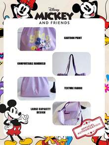 Disney 1pc Official Authorized Mickey Mouse Pattern Shopping Bag, Large Capacity Foldable Tote Bag, Drawstring Shoulder Bag, Lightweight Handbag, Suitable For Women/Girls Shopping, Daily Use, Fashion Accessory - Multicolor - View 11