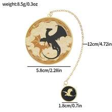 1 哥特式飞龙设计不锈钢金属书签，独特的阅读礼物，不锈钢书签页面标记礼物，阅读工具，文具，酷炫学习用品，书虫。 - 彩色 - 查看 7