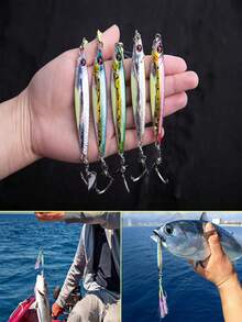 GOTURE 1PC Fishing Bait, 40g 60g Vertical Clamp Saltwater Freshwater, Clamp Fishing Bait With Auxiliary Hook And Triangular Hook, Wide Clamp Spoon Bait, Fast And Fast Falling Clamp For Tuna, Salmon, And Perch - Multicolor - View 8