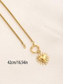 1 chiếc khóa cài hình bong bóng nước tối giản bằng thép không gỉ, kèm theo dây chuyền nhiều mặt hình trái tim, mặt trời, hoa cúc đính đá Cubic Zirconia, phù hợp cho nữ, dùng hàng ngày, làm quà tặng, phụ kiện thời trang, quà tặng Ngày Valentine, Ngày của Mẹ. - Vàng - Xem 9