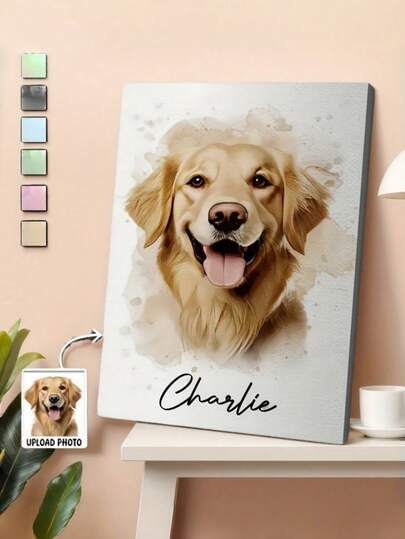 Personalized Pet Portrait Watercolor Canvas Art - Upload Your Own Photo, Create Dog, Bird, Fish Artwork, Modern Pet Decor, Unique Gift For Pet Lovers