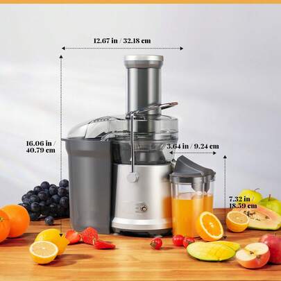 Centrifugal Juicer, High-Speed Juice Extractor, 2L Juicer Machines Juicers For  Fruit And Vegetable With Larger 81mm Feed Chute ,2 Speed Juice Machine ,Higher Juice Yield Juice Extractor ,Easy To Clean ,Anti-Drip Brush