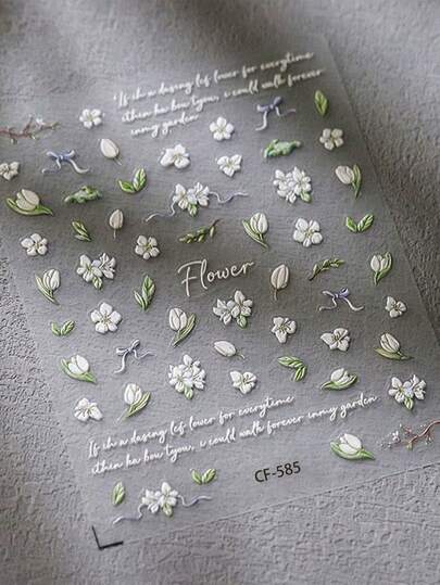 One Valentine's Day Embossed Nail Sticker With Spring Daisy Floral Pattern, Y2K Decorative Sticker. Suitable For Nails/Phone Cases/Notebook Packaging. A Cute And Girly Nail Art Design, Perfect For DIY Craft Gifts. Nail Supplies