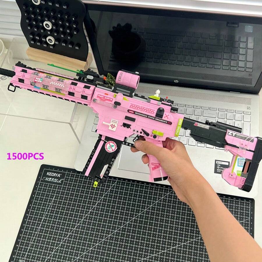 1500pcs Building Block Gun Model, ABS Small Particle Combination Toy, Game Prop Decor, Gift For Boys And Girls, Suitable For Easter, Halloween, Christmas - Creative Building Block Gun - View 1