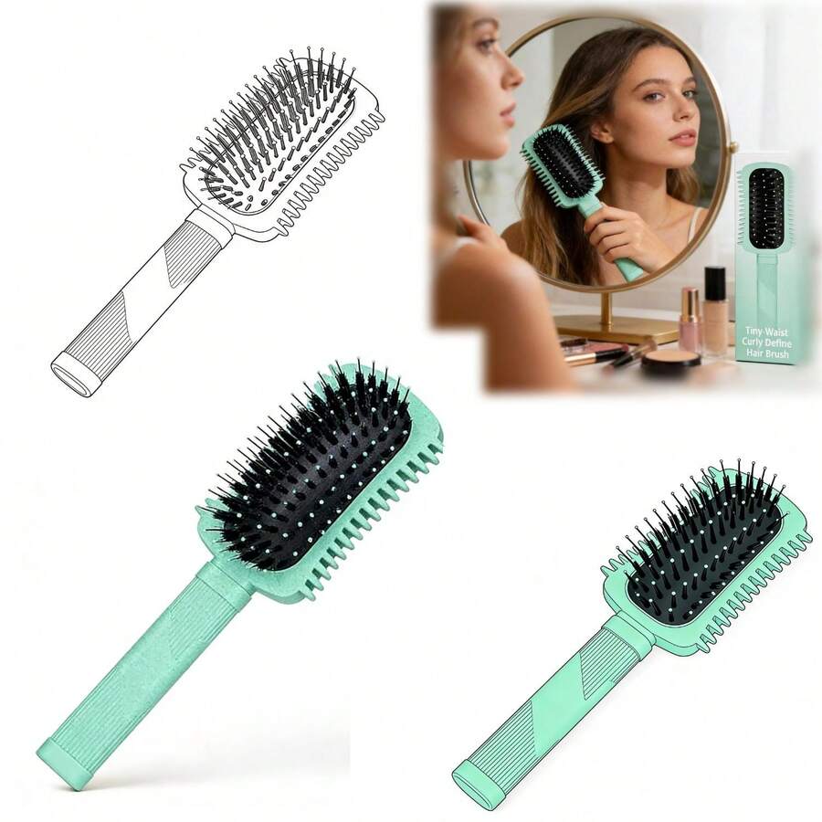 Curl Defining Hair Brush – Effortless Detangling Shaping Styling Women's Curls Waves Coils, Frizz-Reducing Curly Hair 1pcHair Straightener Comb Straightening Hair,  Comb Hair Styling And Care, V-Shaped Hair Straightener Comb Professional Salons, Resistant To High Temperatures Hair Brush,Hair Brush,Comb,Hair Tools,Hair Products And Accesories Barber Salon Beauty Travel Essentials,Hair Tools,Hair Items,Travel Essential,Travel,Barber,Hairstylist,Barber Accessories,Valentine's Day,Hair Supplies,Hair Stylist,Barbershop,Salon,Vacation Essentials,Hair Products,Barbershop,Valentine's Gift,Travel Essentials For Men,Hair Stylist Tools - Green 1PC - View 1