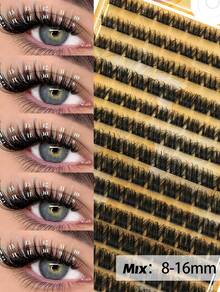 13 Rows With A Total Of 156 Eyelash Clusters, Cartoon Eyelash Clusters In C/D Mixed Lengths: 8-16mm. The Eyelashes Are Fully Curled And Length-Consistent, Suitable For DIY Use At Home. Natural-Effect False Eyelash Clusters, Eyelashes, Individual Lashes, False Eyelashes. Thick And Curled Eyelash Clusters, Suitable For Daily Use. Reusable DIY Eyelash Extensions, Perfect For Beginners To Make At Home, And Make A Great Gift For Women And Girls. - HỖN HỢP C/D - Xem 7
