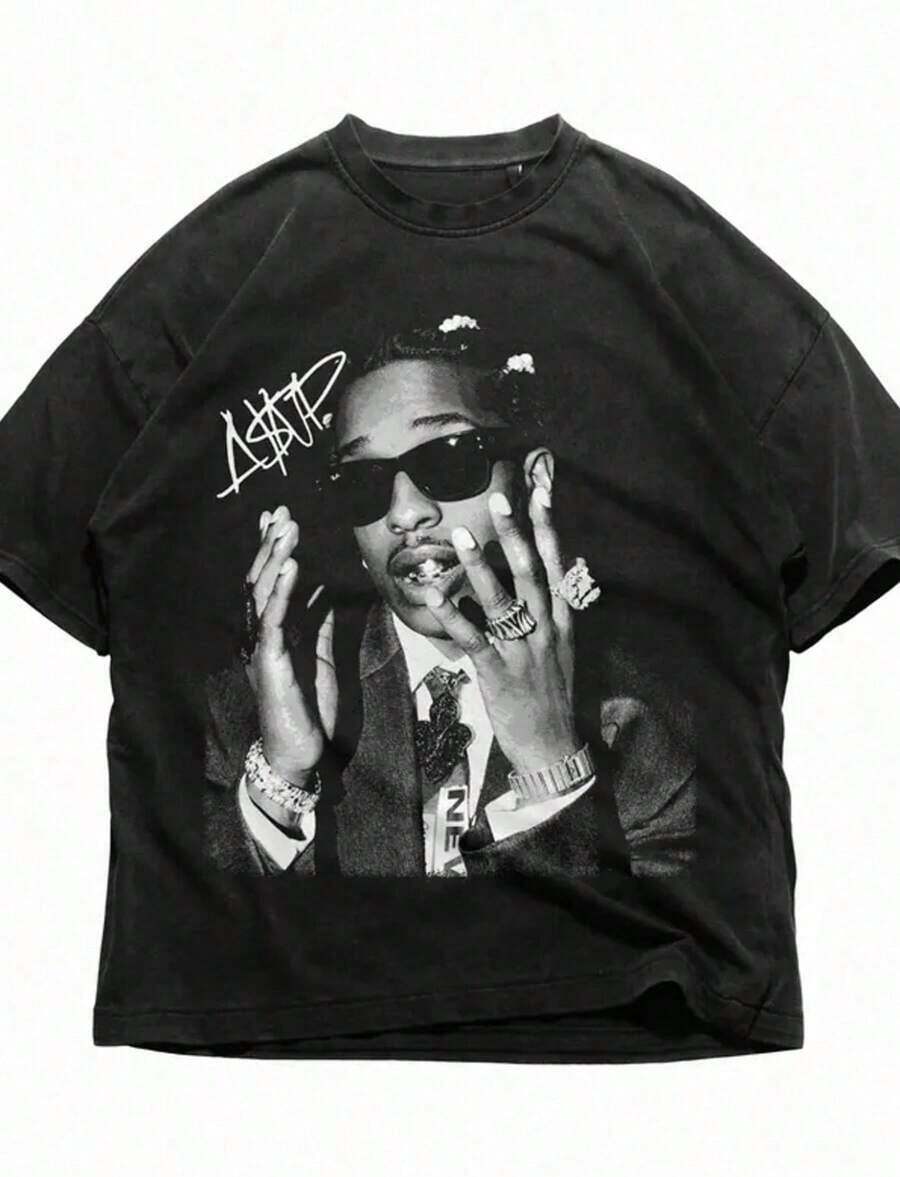 ASAP Rocky T-Shirt, Asap Graphic Tee, Rocky Merch, Rap Shirt, Vintage, Unisex Gift, Concert T-Shirt_1 - A-3 - 查看 1
