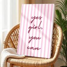 1pc Yes Girl You Can Wall Art, Valentine Decor, Galentine Gift, Pink Framed Wall Art, Wrapped Canvas Poster Vintage Prints, Yes Girl, You Can - Minimalist, Minimalistic, Modern, Bold Style, Perfect Gift Decor, Wall Art for Living Room Bedroom Office, Hanging Hardware Included - Wrapped Framed Canvas, Vertical - Lienzo enmarcado - Ver 6