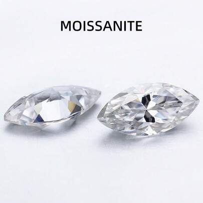 5pcs Moissanite Marquise Cut, 1.5mm*2.5mm, D Color VVS1 Clarity, Suitable For Pendant, Necklace, Ring, Earring, Earstud, High-End Jewelry Making Material, DIY Jewelry Loose Stones