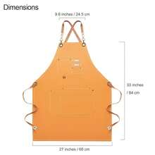 Dulabi Apron, Adjustable Chef Apron For Women And Men With Large Pockets, CooFKing Kitchen Apron With Back Straps - Naranja - Ver 7