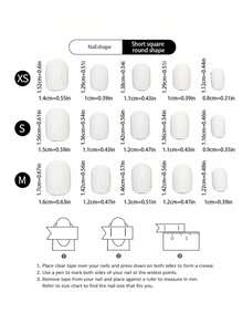 10片装反光亮片猫眼美甲贴纸 - 短款椭圆形假指甲，适合女性和女孩 - 裸粉色（3种尺寸） - 亮面美甲用品 - 彩色 - 查看 8
