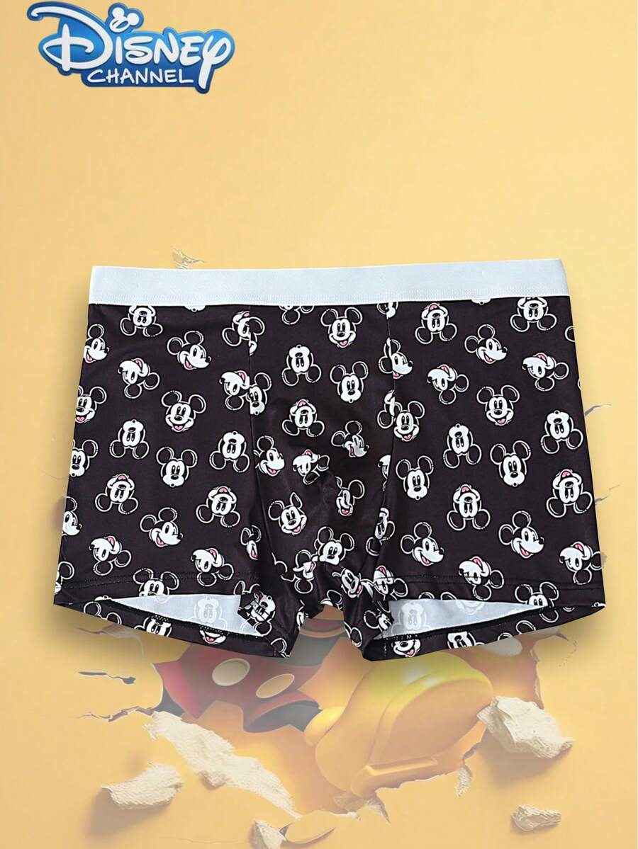 Disney 1件装迪士尼卡通印花男士内裤 - 柔软舒适，字母弹力腰带，休闲男士内裤 - 彩色 - 查看 1