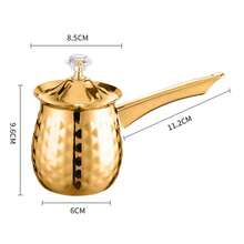 Cafetera turca de cocina, jarra de fusión con taza de espuma de leche de café de largo para cocina y hogar y regalos para hombres - Plata 600ml - Ver 8