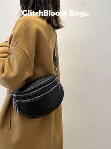 Spring Saddle Bag Multi-Layer Fashion Women Waist Bag Shoulder Bag Chest Bag Zipper Handbag - Black - View 4