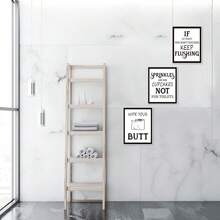 9-Piece Funny Bathroom Wall Art Set, Vintage Style Restroom Decor, Unframed Prints, Black Font - Black Font - View 7