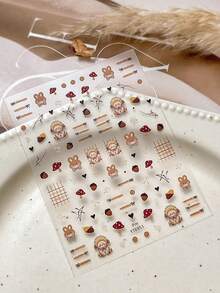 Flat Cartoon Rabbit Nail Stickers With Adhesive, Versatile Cute Rabbit Nail Art Decals - Multicolor - View 10