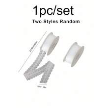 1pc 3Cm*22M White Lace Ribbon, Suitable For Bouquet Packaging, Cake Decoration, Handmade DIY Gift Bow Packaging, Birthday Gift Packaging, Party, Wedding Gift Decoration - 白色 - 查看 2