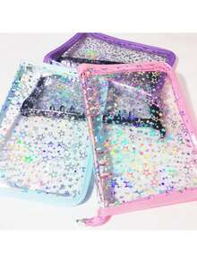 A5 Sticker Storage & Organization Album, Reusable Zipper Photo Album With Transparent Laser Star Cover, Pocket Pages, Suitable For Diaries, Student & Office Supplies, Great For Storing Stickers And Small Accessories - Multicolor - View 8
