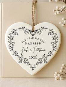 Engagement Gift - Customized Ceramic Heart-Shaped Memorabilia, Can Be Engraved With Engagement Date And Names, Romantic Ceramic Decorative Gift, Warm Anniversary Gift For Engaged Couples - C-wedding Ceramic Commemorative Ornament - View 14