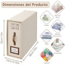 NEW 4 Pcs Caja Organizadora de Tela Oxford para Ropa Plegable Cajas de Almacenamiento con Ventana Transparente y Asa de Cuero Almacenamiento Debajo de la Cama para Ropa de Cama Almohadas - como en la foto - Ver 2