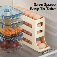 Refrigerator Egg Storage Box, Automatic Egg Rolling Rack, Large Capacity Refrigerator Dedicated Egg Rack Storage Box, Rolling Egg Storage Box, Refrigerator Side Door Egg Paper Box, Egg Holder Dedicated Fresh-Keeping Box - White - View 6